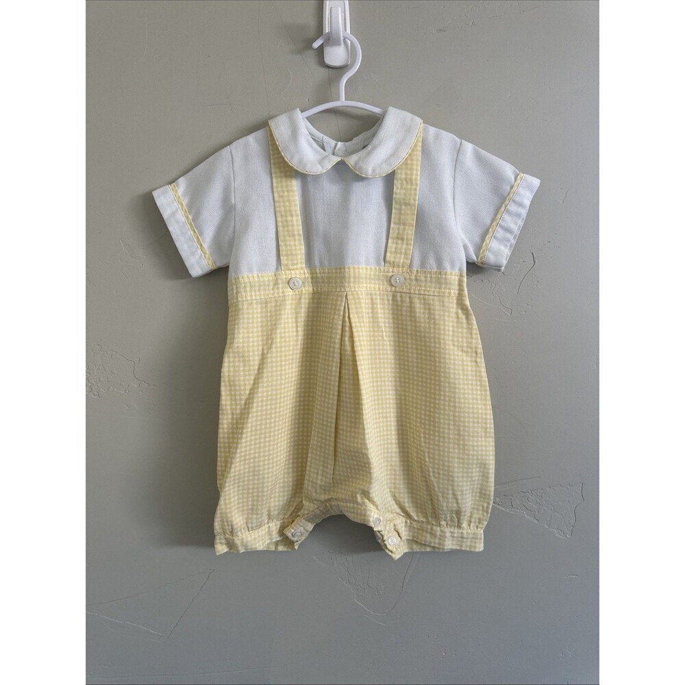 Luli & Me 18 Months Baby Yellow Gingham Shorts Romper One Piece